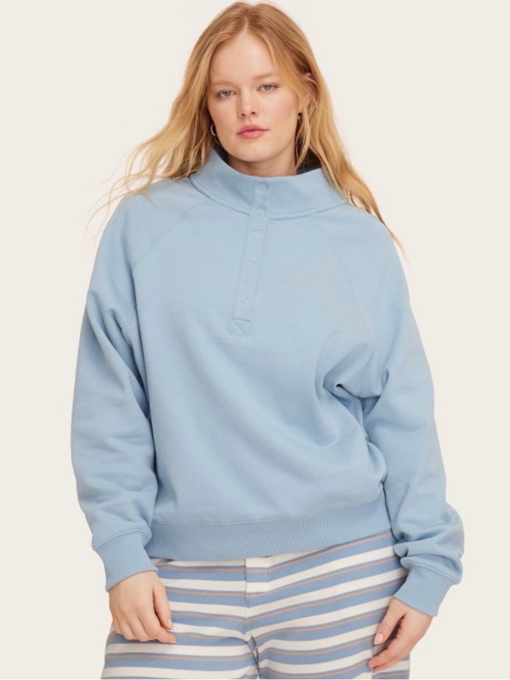 **NWT** Women’s Snap Mockneck Popover Sweatshirt - Parke x Target Light Blue